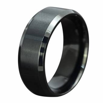 Contever® Anillo de hombre y mujer acero de Titanio Acero Pulido Ring Venda (Diámetro: 22.3 MM) Negro. Envíos a Granada