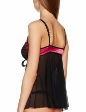 Obsessive Roseberry Babydoll Picardías Y Tanga,S/M,Negro-Fucsia. Envíos a Las Palmas
