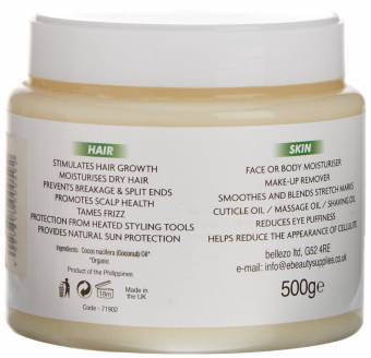 Aceite de coco extra virgen de primera presión en frío para el cuerpo, el pelo, las uñas, el rostro y las cutículas - Hidratante de coco 100% orgánico 500 ml. Envíos a Vizcaya