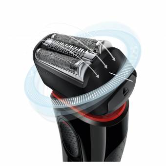 Braun Series 5 5030s - Afeitadora eléctrica de lámina para hombre (recortadora de precisión extraíble, recargable e inalámbrica) negro/rojo. Envíos a Vizcaya