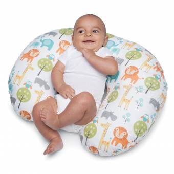 Boppy - Cojín de lactancia de 0+ a 9+ meses, ergonómico e hipoalergénico, color blanco estampado (Peaceful Jungle). Envíos a Córdoba
