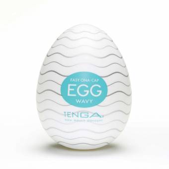 Tenga Huevo Wavy, Funda Masturbadora, 4.9 x 6.1 x 4.9 cm, Color Blanco / Azul Agua / Plata - 43 gr. Envíos a Cantabria