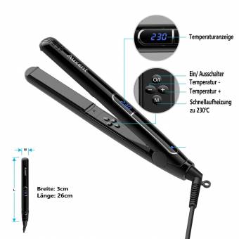 Auxent plancha de pelo Ion plancha de pelo con el revestimiento de cerámica de alta calidad para la ropa dulce, negra. Envíos a Almería