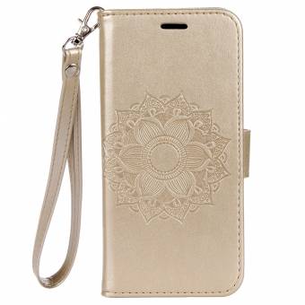 Funda Samsung Galaxy S8, Rosa Schleife® Samsung Galaxy S8 (2017) Slim Folio Billetera Funda de Cuero de la PU Estilo de libro Cierre magnético Portátil llevar Caso de Flip con Lanyard, [Marrón Mandala