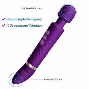 Cksohot® Vibrador Silicona Doble Vibradores Mujeres Punto G Masajeador de Varita Vagina y Clítoris Consolador, 12 modos, Carga USB, Impermeable - Púrpura. Envíos a Zamora