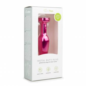 Easytoys Anal Collection Plug Anal Metálico Diamante Transparente y Rosa - 99 gr. Envíos a Granada