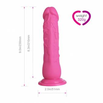 Consoladores Sexuales Mujer, Louviva 23cm Penes Realisticos para Vagina, Clítoris, Punto G y Próstata de Silicona con Ventosa, Forma Verosímil, Suave Tacto, Super Elastico-Color Rosa. Envíos a Granada