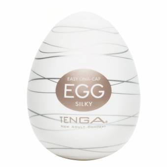 Tenga Huevo Silky, Funda Masturbadora, 4.9 x 6.1 x 4.9 cm, Color Blanco / Marrón / Plata - 38 gr. Envíos a Granada