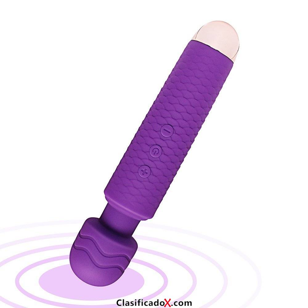 Masajeador de Varita Cuello Espalda Hombros Corporal Electrico Vibradores Sexual para Mujer Hombres Pareja Silicona USB Recargable Impermeable 20 Modos + 8 Velocidades (Morado). Envíos a Almerí