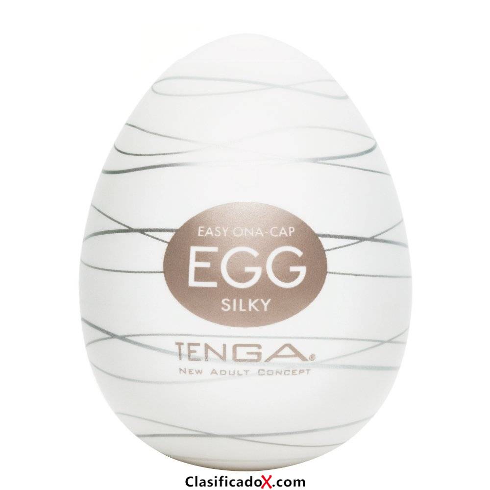 Tenga Huevo Silky, Funda Masturbadora, 4.9 x 6.1 x 4.9 cm, Color Blanco / Marrón / Plata - 38 gr. Envíos a Granada