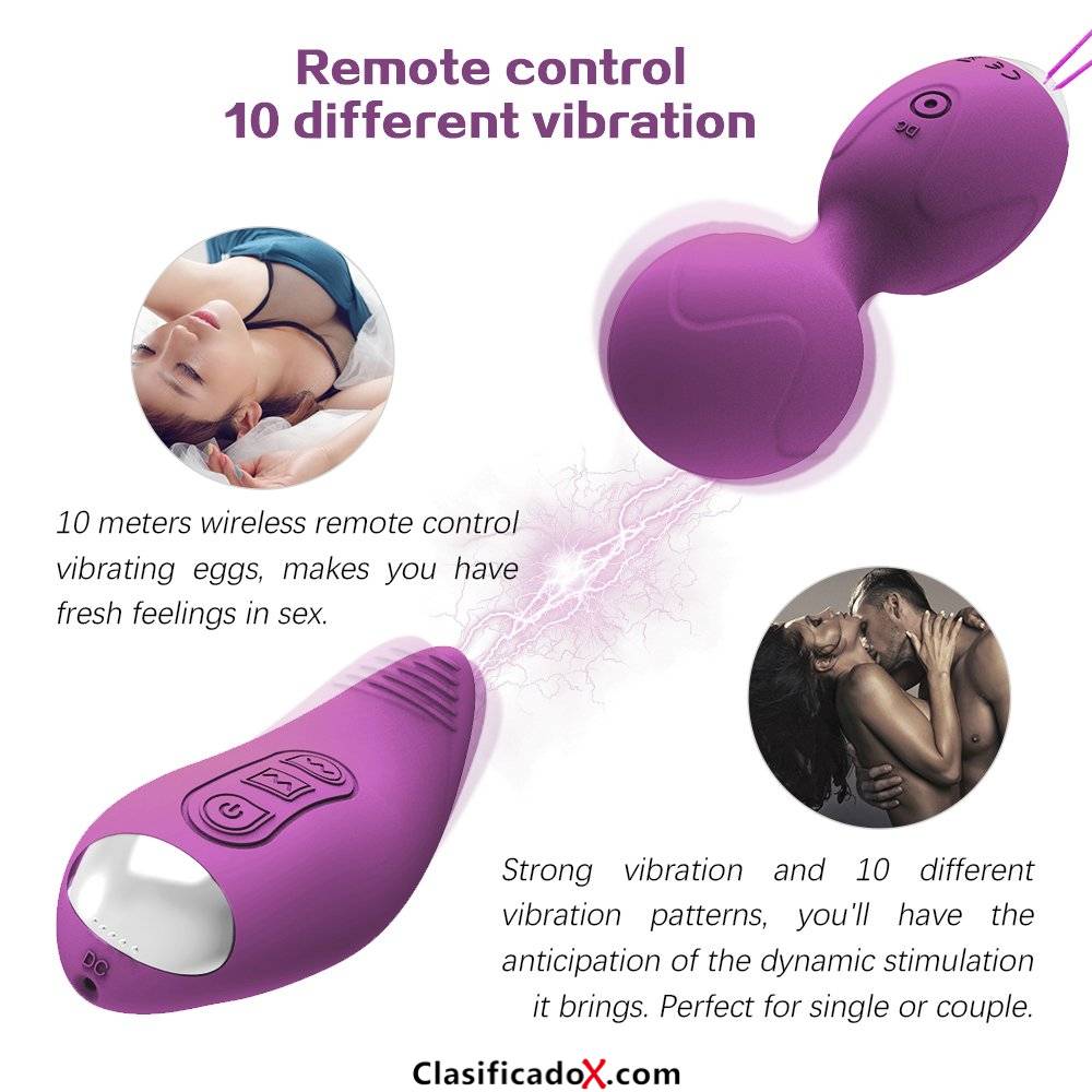 ACVIOO Bolas Chinas con Mando a Distancia Vibrador Control Remoto Huevo Vibrador Inalámbrico Vibrador Sexual Mujer Estimulador de Clitoris con 10 Modos Vibraciones, Color Púrpura. Envíos a Toledo