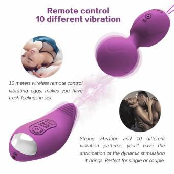 ACVIOO Bolas Chinas con Mando a Distancia Vibrador Control Remoto Huevo Vibrador Inalámbrico Vibrador Sexual Mujer Estimulador de Clitoris con 10 Modos Vibraciones, Color Púrpura. Envíos a Toledo