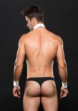 Baci Envy – Medio/Grande Negro Tuxedo Tanga Conjunto de cuello y puños. Envíos a Álava