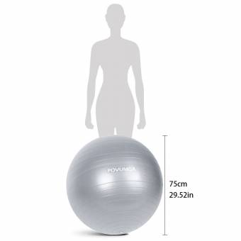 Bola de ejercicio POVUMGA,75cm,para culturismo,gimnasio,yoga,Estabilidad central,equilibrio,embarazada,Ejercicio de parto,PVC,Anti-ráfaga con Bomba de aire. Envíos a Guadalajara