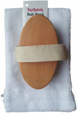 Cepillo para cuerpo seco con cerdas naturales. Bolsa de viaje de tela de guante de lavado. Libro electrónico sobe cepillado de piel. Envíos a Huelva