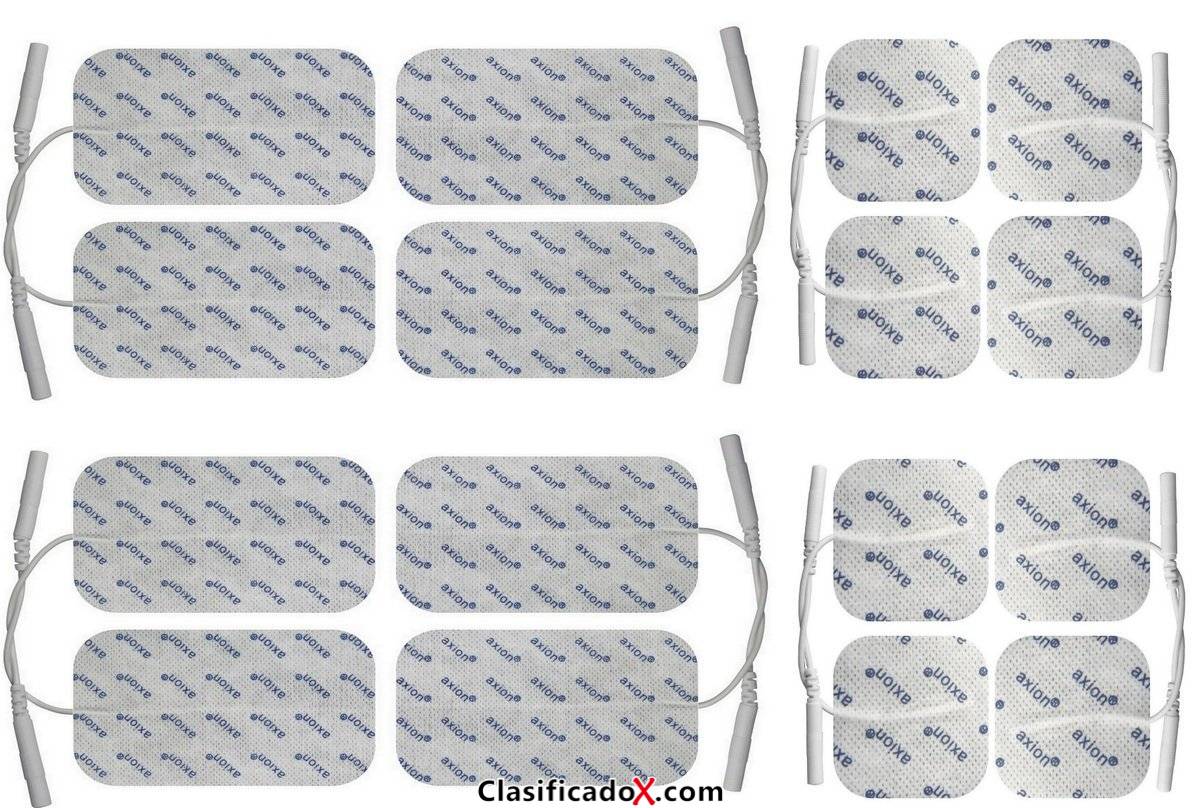 16 electrodos conexión de clavija 2mm (8*50x50mm + 8*100x50mm). Almohadillas para electroestimuladores TENS EMS. Envíos a Cáceres