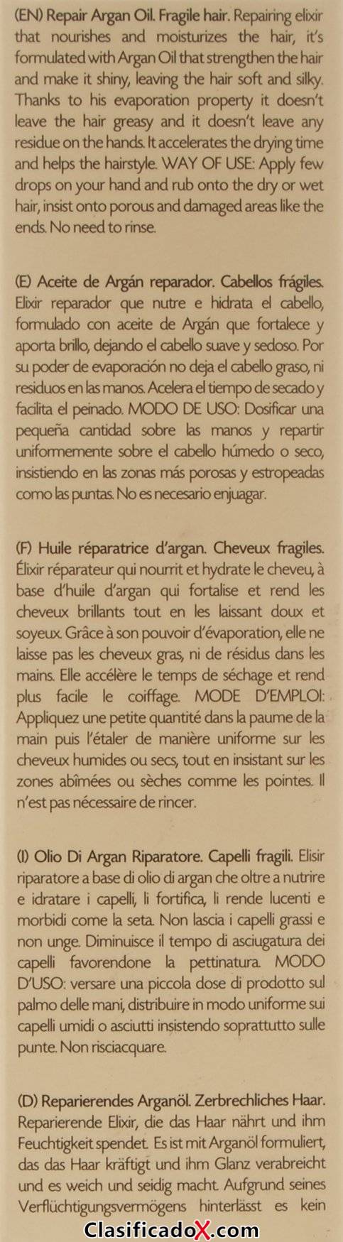 Aceite de Argán Para Cabello Frágil Postquam - 100 ml. Envíos a Huelva