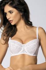 Gorteks Marilyn/B2 Sujetador Blando Estampado Para Bustos Más Grandes Tirantes Ajustables No Extraíbles - Hecho En La UE, Blanco,110H. Envíos a Almería