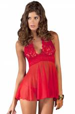 Rene Rofe - Conjunto de lencería femenina (conjunto con encaje modelo Babydoll, talla M), color rojo. Envíos a Palencia