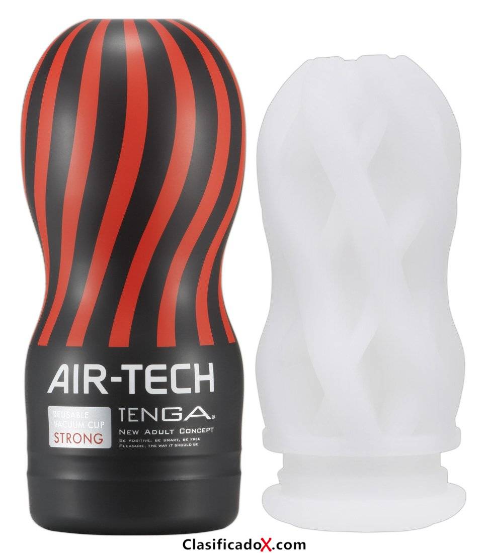 Tenga Air Tech Strong, Funda Masturbadora, 6.9 × 15.5 x 6.9 cm, Color Rojo / Negro - 235 gr. Envíos a Asturias