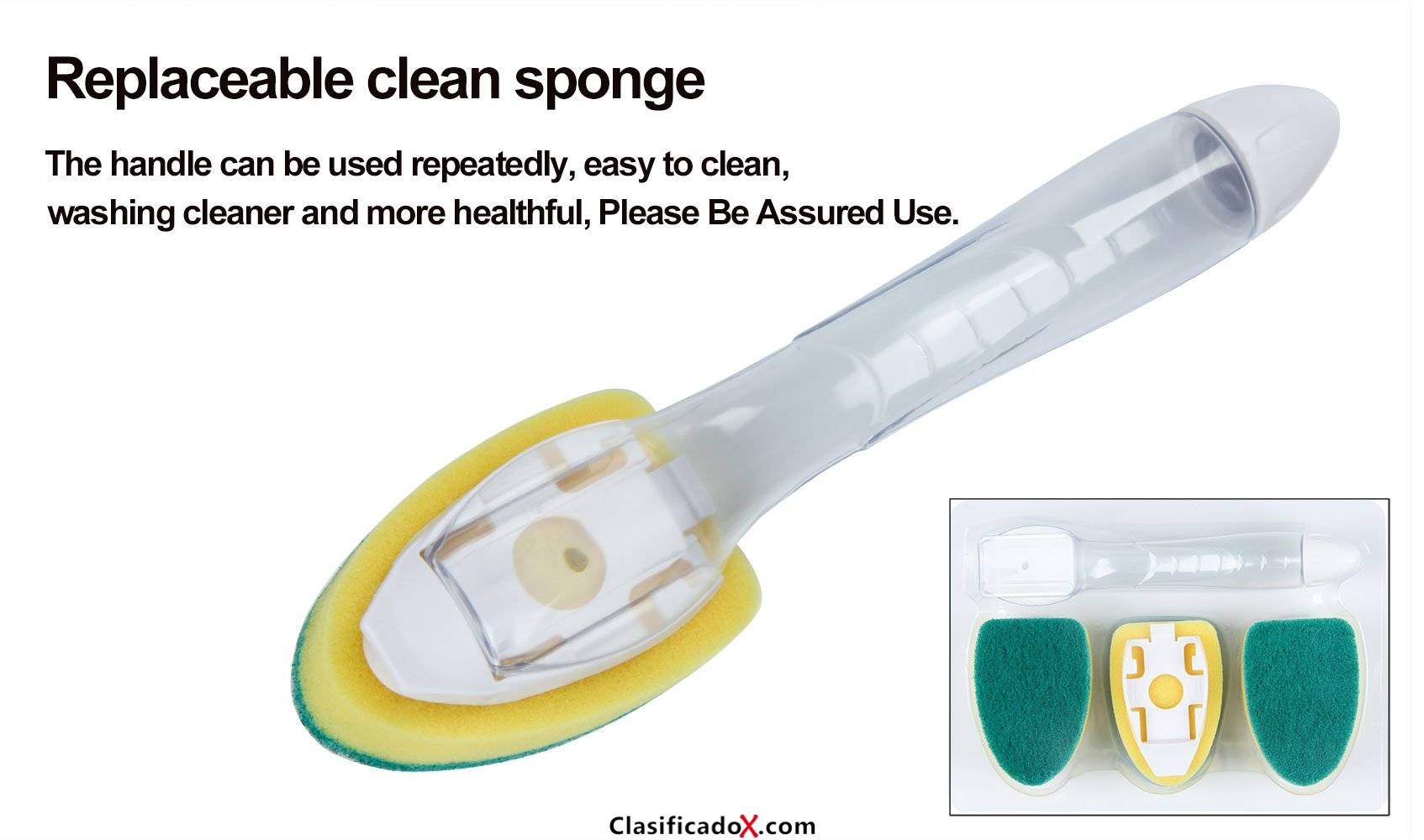 Winthome Cepillos de plato Dispensador de jabón fuerte y duradero - 3 x Dishmatic Cepillos de lavado con una esponja resistente (verde). Envíos a Guadalajara