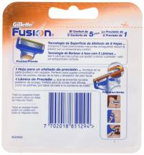 Gillette Fusion - Recambios de maquinilla de afeitar para hombre - 4 recambios. Envíos a Toledo
