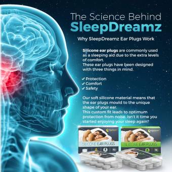 Tapones para los oídos SleepDreamz® (6 pares) - Tapones para los oídos para dormir diseñados para proteger contra de los ronquidos y otros sonidos fuertes, para que pueda dormir mejor!. Envíos a