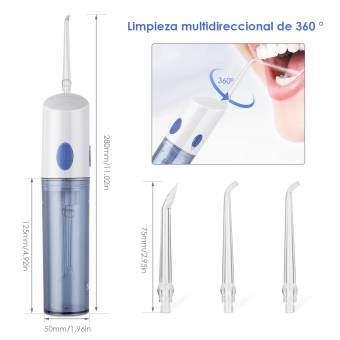 SIMBR Irrigador Bucal Eléctrico y Dental Portátil e Impermeable con 3 Recambios de Boquillas y Tanque Desmontable de Agua 140ml para Viaje y Casa. Envíos a Valladolid