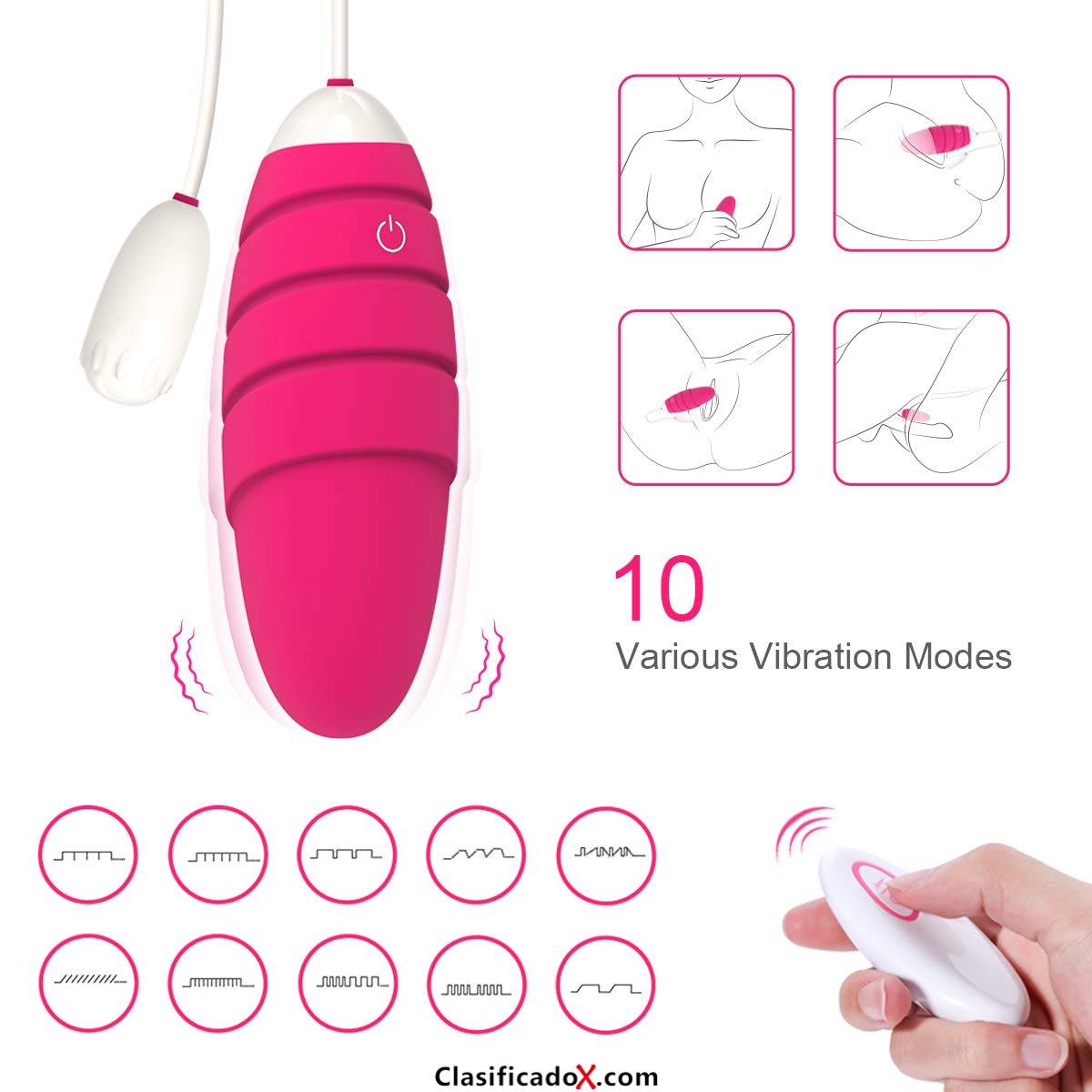 Lovey Angel Vibradores inalámbricos Recargable Egg Sex Toys para Mujer Female Silicone 10 Frequency de Inalámbrico Impermeable Remoto Mudo masturbación Saltando Huevo. Envíos a Huelva