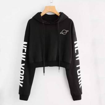 Moda Sudaderas 2018 Otoño Mujer Sudaderas Cortos, Mujer Sudaderas con Capucha Manga Larga Blusa sólidos Hooded Mujer Cortas Blusa Encapuchado Tops Hoodies Pullover. Envíos a Girona