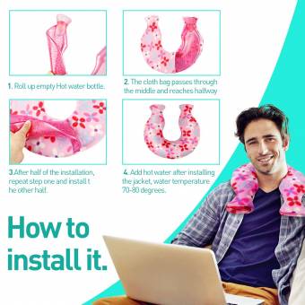 Magicfun Bolsa de Agua Caliente, Botella U-Forma De Agua De Gran Capacidad 2L Goma Natural aliviar la presión Almohada (Rosa). Envíos a León