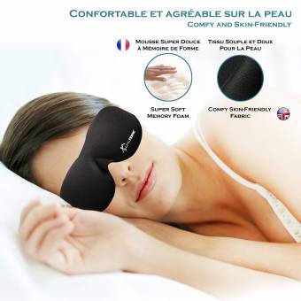 Antifaz para Dormir Negro Anti-Luz, Máscara de Ojos 3D Fabricado con Espuma de Memoria para Hombre / Mujer / Niño, Suave y Compacta Para Dormir en el Avión, Coche y Tren - Stoke Home. Envíos a So