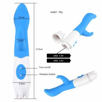 De buena calidad populares productos para adultos vibrador impermeable sexo juguete doble varilla masturbación conejo vibrador utensilios de sexo para adultos vibrador de productos para mujeres,Blue