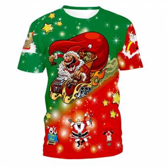 Mymyguoe Unisex Hombres Mujeres Impresión de Navidad Blusa de Manga Corta Camiseta Tops Blusa Navidad Santa Imprimir Blusa de Manga Corta Camiseta Top Camisa Pullover. Envíos a Lugo