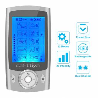 Electroestimulador Muscular, Carttiya Eléctrica TENS Masajeador Electroestimulación con Electrodos, 2 Canal para Alivio del Dolor y Relajación (Espalda, Cuello, Hombros, Pierna) 2018 Nueva Versió