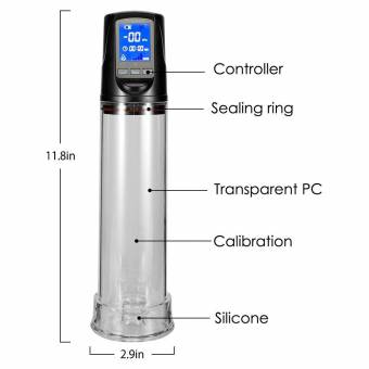FONDLOVE Pump Developper Eléctrica for Men Ajuste de la presión Alargamiento Aumento de la ampliación Aspiradora Pantalla LCD. Envíos a Melilla