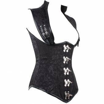 FeelinGirl Estilo de Soldado Vintage Brocado Bustier Corsé para Mujer Negro XXL. Envíos a Murcia