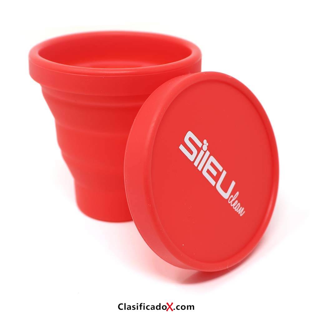 Copa Menstrual Sileu Cup Sport - Copa deportiva para deportes - Fácil de poner y quitar, suave e hipoalergénica - Recomendada por ginecólogos - Talla S, Color Morado + Esterilizador Plegable Rojo.