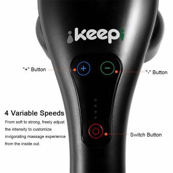 Ikeepi Masajeador Espalda Electrico por Vibración con 4 Cabeza de Masaje y 3 Velocidades para Hombros Brazos Piernas en Casa o Oficina, Masaje Vibratorio 3 Tipos de Cabezas Intercambiable, Negro. Enví