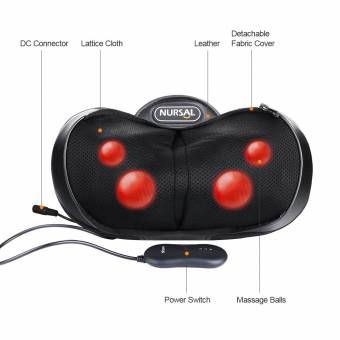 NURSAL 4 Modos 3D Shiatsu Masajeador Amasado profundo Almohada de masaje con calor para el cuello, hombro y espalda Combate la fatiga, rigidez y alivia el dolor en la oficina, casa y coche con bolsa d