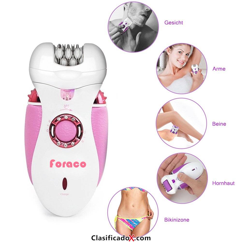 Depiladora, foraco de 4 en 1 Multi función acoplador de Epilator con 4 extras, incluye cabezal de afeitado accesorio, Recorte, accesorio para cabello Recorte, cuerno mp-2395, con iluminación LED, reca