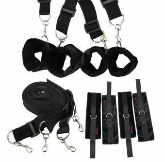 Bondage esclavitud, Paloqueth restricciones de cama con máscara para los ojos (negro). Envíos a Almería
