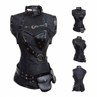 FeelinGirl Estilo de Soldado Vintage Brocado Bustier Corsé para Mujer Ngero XXL. Envíos a Granada