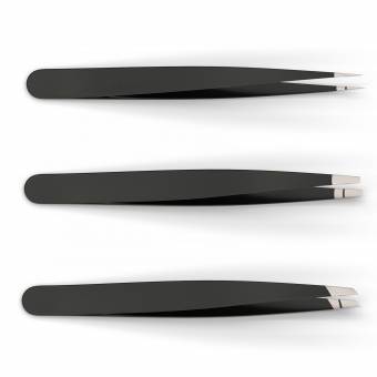 Juego de pinzas 3 en 1 de anbina® oblicuas + puntiagudas + rectas para las cejas y el pelo incl. estuche de almacenamiento en negro. Envíos a Granada