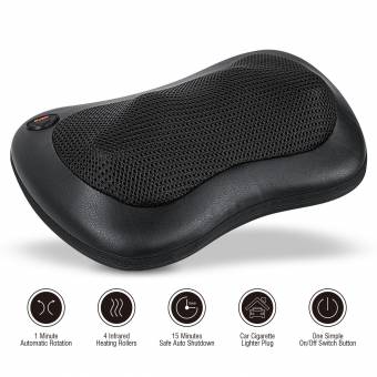 Hangsun Masajeador Espalda Cervical MG100 Shiatsu Almohada de Masaje 3D de Cuello Cojín Masajeador con Calor Infrarrojo + Adaptador de Coche + 4 Cabezales De Masaje Rotatorios for Casa, Oficina. Envío