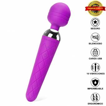 Masajeador Impermeable de Manos de Silicona con 10 Modos, Recargable de USB,19.5cm×4cm. Envíos a Almería