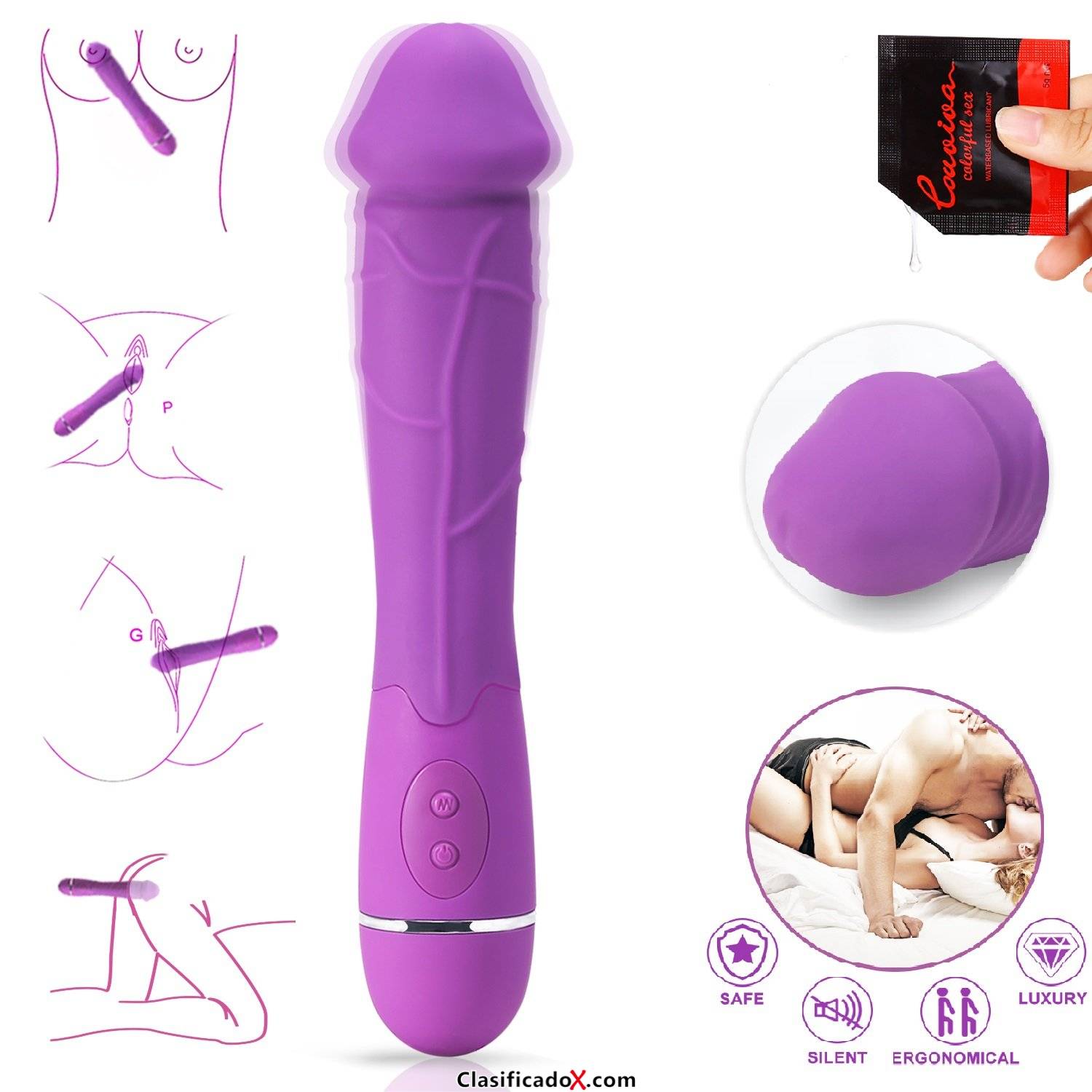 Vibradores Sexuales Mujer, Louviva Consoladores Vibrador, 10 Modos de Vibración, Estimula el Punto G y el Clítoris, 100% Impermeable (Color Lila). Envíos a Illes Balears