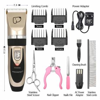 Kit Cortapelos,Focuspet Profesionales para Perros Gatos Mascotas, Bajo Ruido Peine de Guía Ajustable Peluquería para Mascotas, Recortadora para Perros Clippers para Animal Belleza. Envíos a Segovia