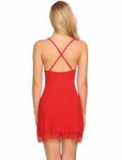 ADOME Mujer Camisón Pijama Encaje Hueco Abierto Lateral V Cuello Ropa de Dormir Lencería Interior. Envíos a Córdoba