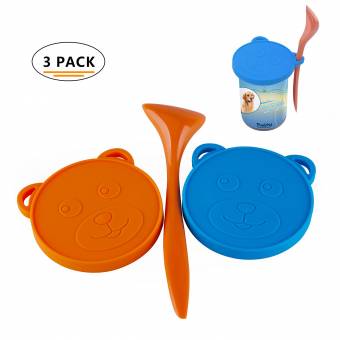 ThinkPet Patrón de Oso Silicona de Grado alimentario Almacenamiento de Comida para Mascotas Puede Tapa Cubierta y Scoop Kit. Envíos a Almería